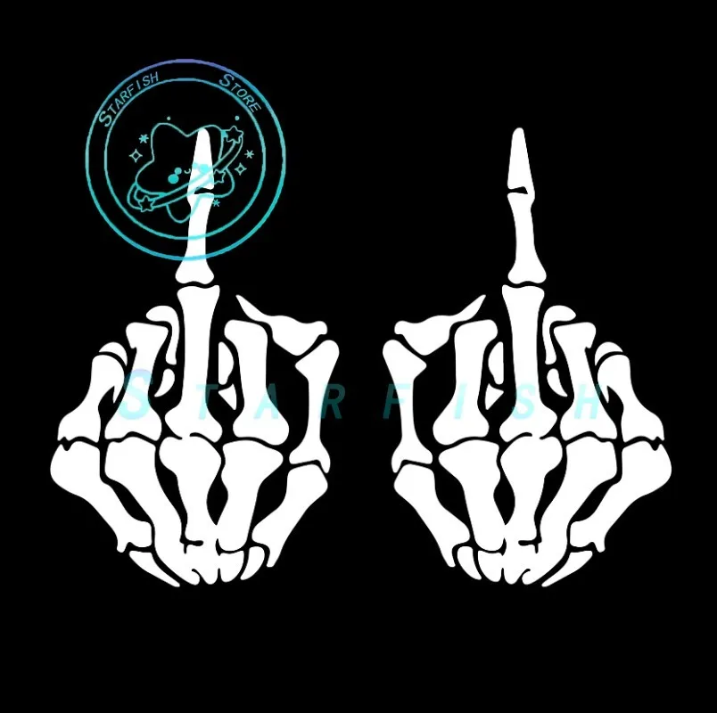 Водонепроницаемая Автомобильная наклейка Скелет средний палец Веселая