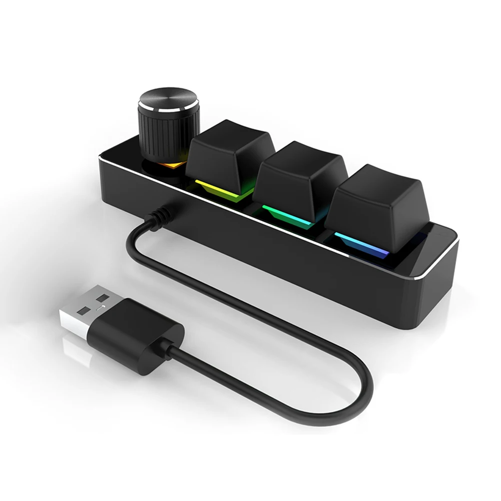 

Клавиатура Механическая программируемая с RGB-подсветкой, 3 клавиши, 1 ручка