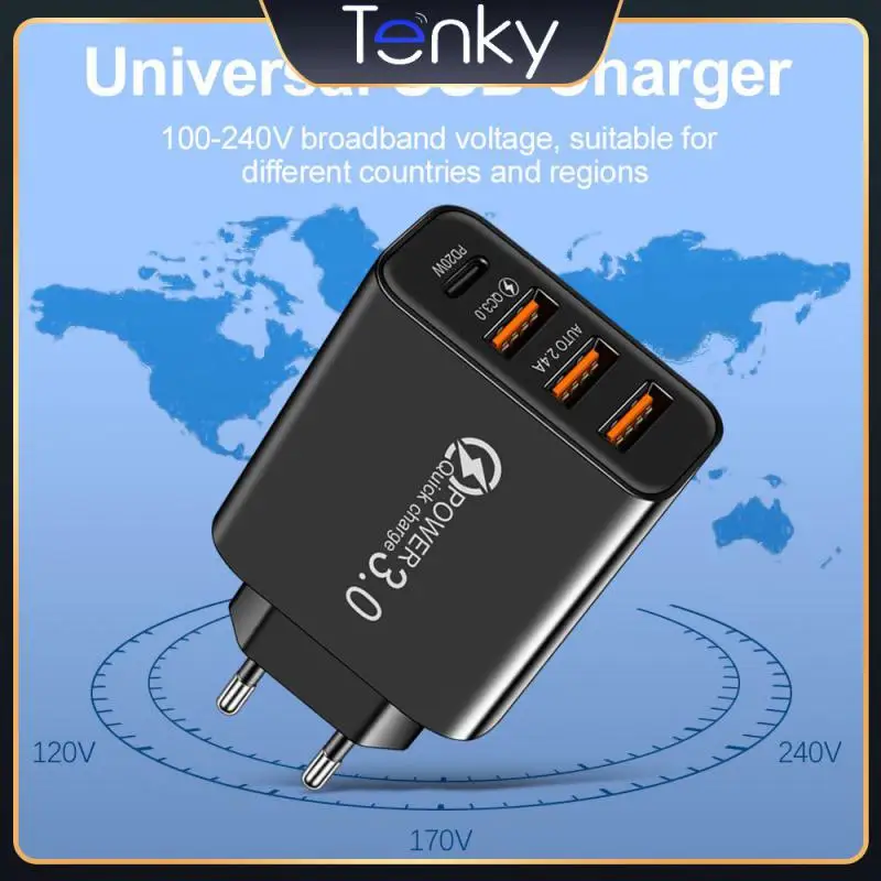 

Multi-function Charging Head Us Power Adapter Durable 3usb Type-c Multi-port Charger Stable Mobile Accessories Compatible 4-port