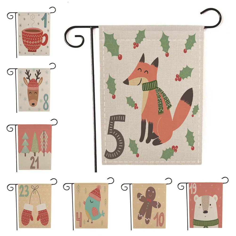 

Merry Christmas Garden Banner Yard Decor Christmas Hat Glove Outdoor Decor Garden Banner