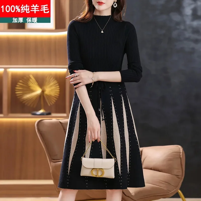 Новинка 2024 стильное платье-свитер на весну и осень женская одежда темпераментное