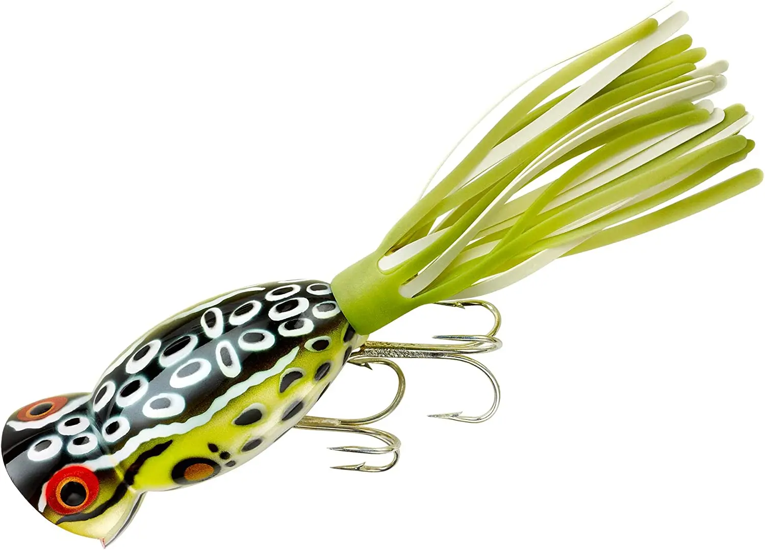 

Isca de pesca Hula Popper - Sapo Cricket - Chartreuse/Saia branca