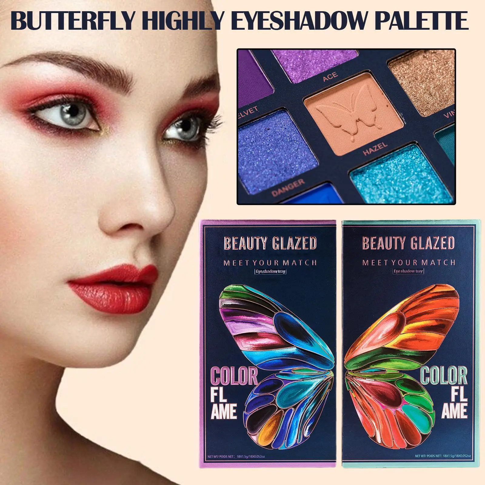 

18 Color Flame Eyeshadow Pearlescent Matte Glitter Eyeshadow Palette Long Lasting Make Up Eyeshadow Beauty Tray