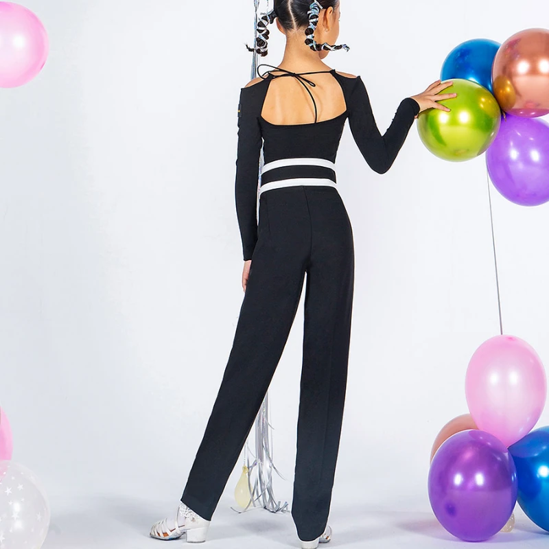 Новинка 2022 брюки для латиноамериканских танцев девочек черные длинные прямые