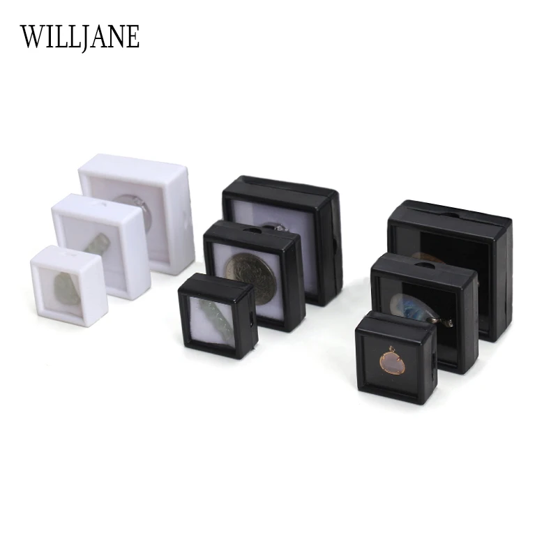 Wholesale Loose Diamond Gemstone Storage Collection Display Box Top Glass Beads Organizer Show Case Square Gems Holder Container