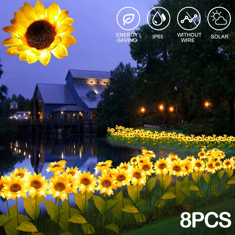 

Solar LED Light Garden Lights Waterproof Sunflower Lawn Light Courtyard Garden Decoration Outdoor Landscape Lighting for Patch