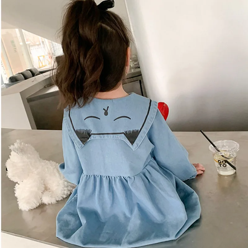 

New Arrival 2023 New Spring Long Sleeve Lapel Casual Dress For 2-7Yrs Kids Clothes Girl Korean Style Children Dress