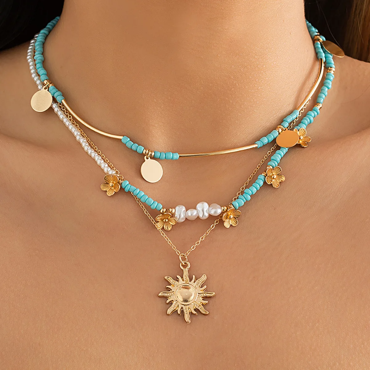 2022 многослойное винтажное Золотистое Ожерелье с кулоном портретом женское