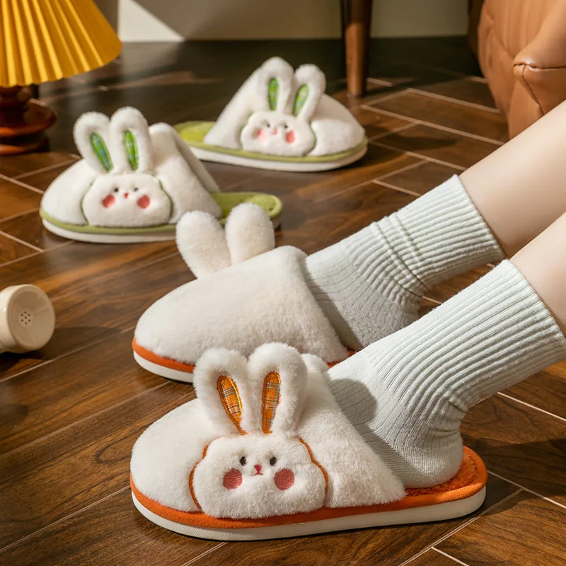Lovely Bunny Plush Slippers for Women Kawaii Fluffy Winter Warm Women Slippers Indoor Cute Winter Plush Comfortable Slippers