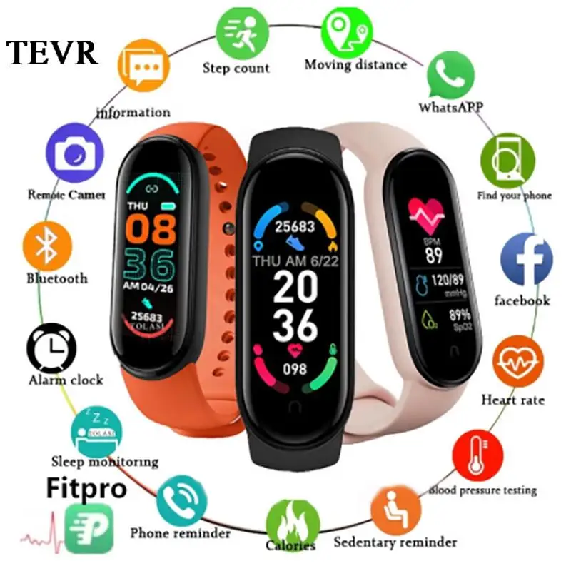 

2021 HOT SALE M6 Smartwatch Fitness Bracelet My M6 Band 6 Sport Waterproof Smart Band Blood Pressure Heart Rate For Xiaomi Redmi