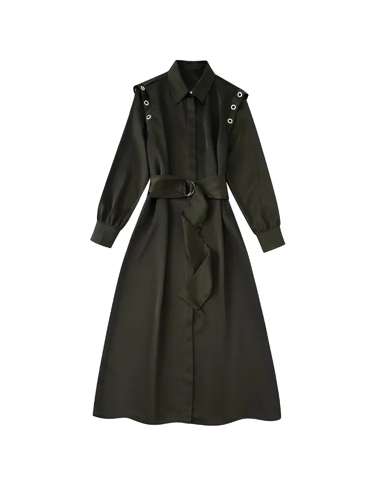 

PB&ZA 7484121 Women 2022 Autumn New Chic Fashion Ring Decoration Shirt Style Dress Female Dresses Vestidos Mujer 7484/121