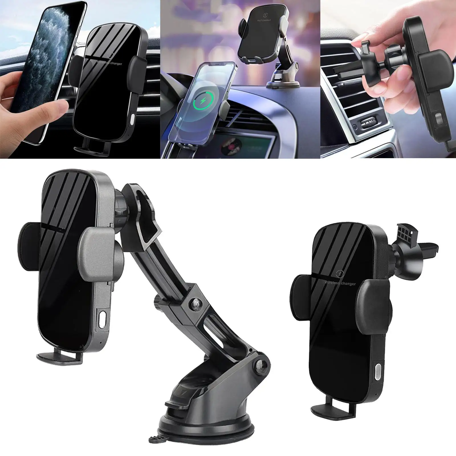 

15W Car Charger Fast Charging Clamping Holder Bracket Automatic Sensor