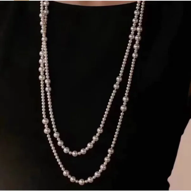 ДЛИННОЕ ОЖЕРЕЛЬЕ С БЕЛЫМ ЖЕМЧУГОМ МОРЯ 50 ДЮЙМОВ 4-10 ММ
