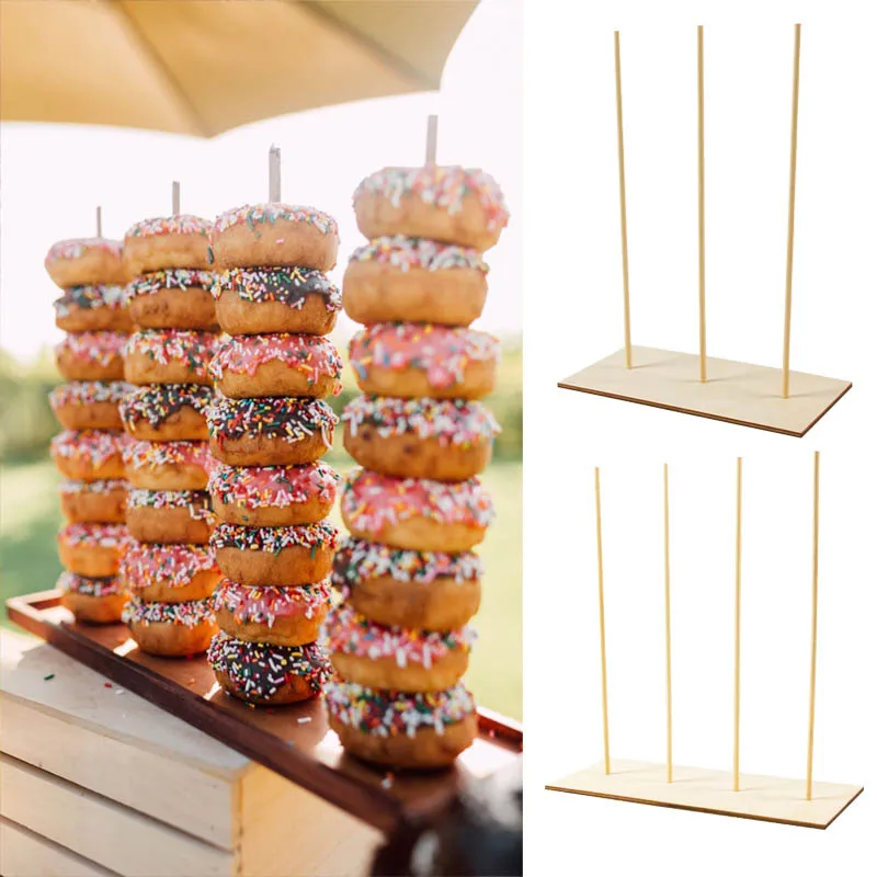 

Wood Donuts Stand Holder Donut Party Rustic Wedding Table Decorations Doughnut Display wall for baby shower Birthday Party decor