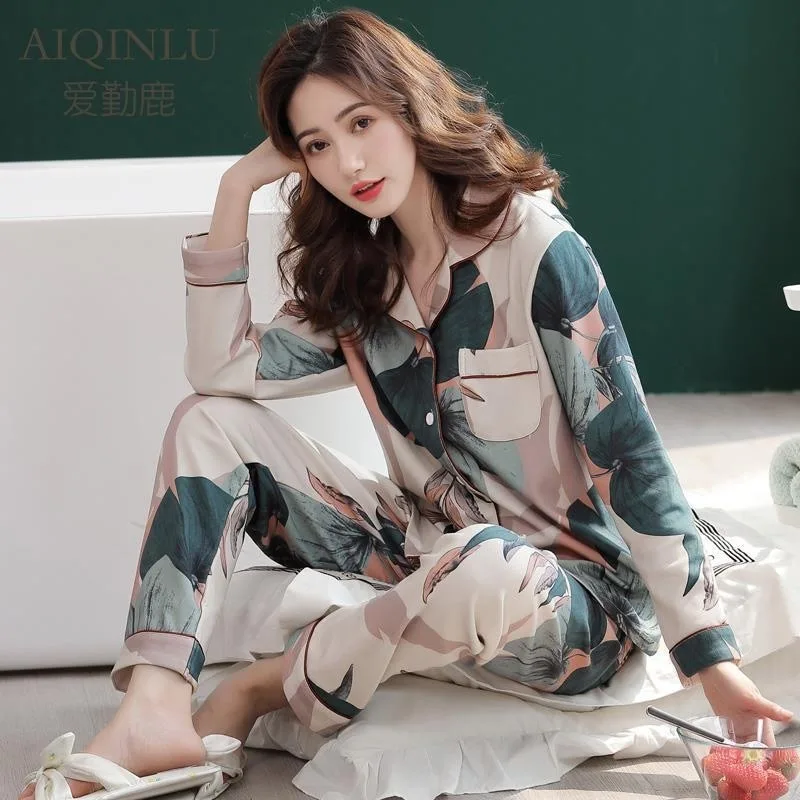 Autumn New Cotton Pajamas Women's Long-sleeved Trousers Cardigan Korean Version Sweet and Fresh Student Home Service Suit