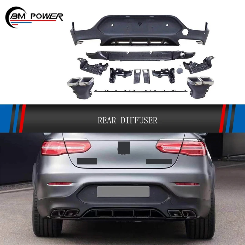 

Нижний разветвитель для заднего бампера GLC Class X253 GLC63 Coupe, проректор, диффузор, спойлер, задние трубы