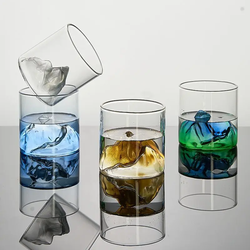 

Guochao Guanshan color glass retro Japanese water cup creative Fujiyama tea cup whisky cup household