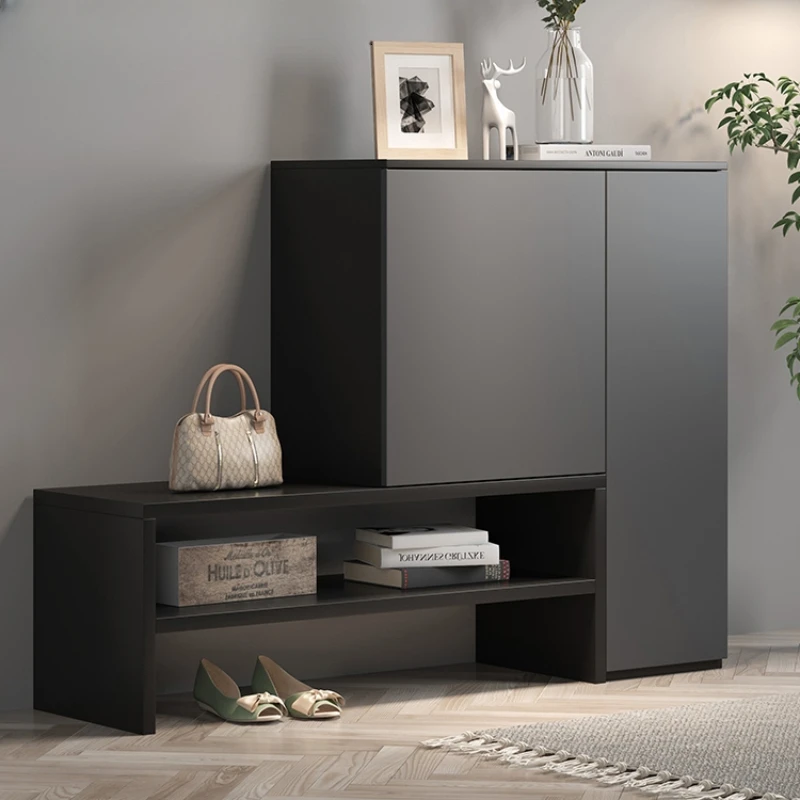 Шкаф для обуви черный современный комнатный органайзер хранения домашняя