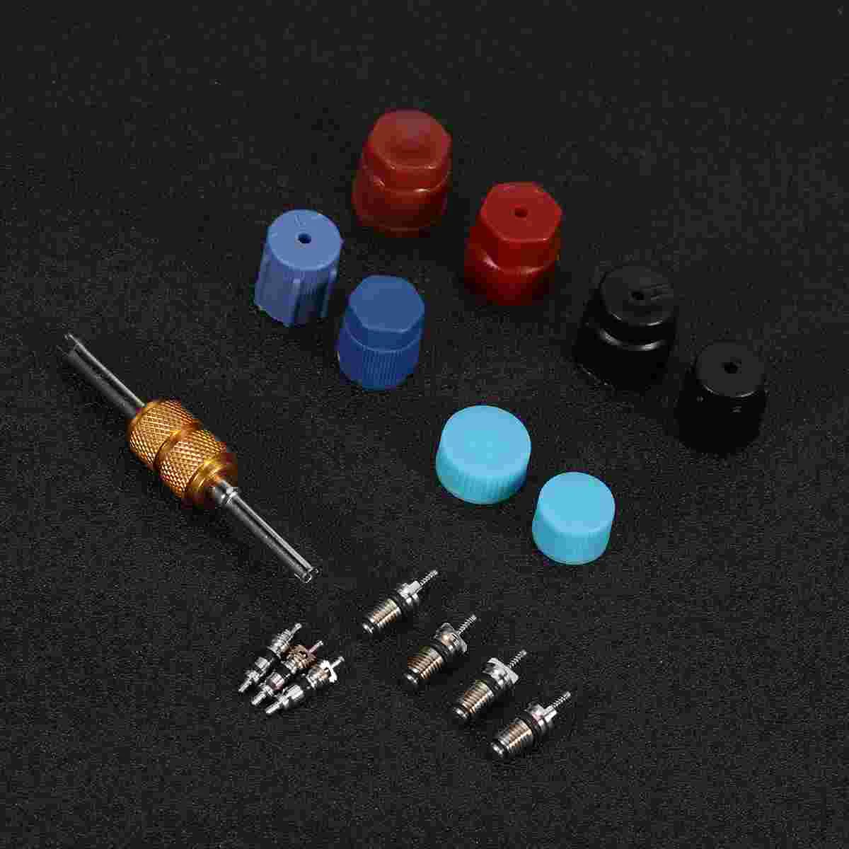 

16 Pcs/Set Air Conditioning Service AC System Car Core A/C System Cap Seal Kit Valve Core Seal Kit Core
