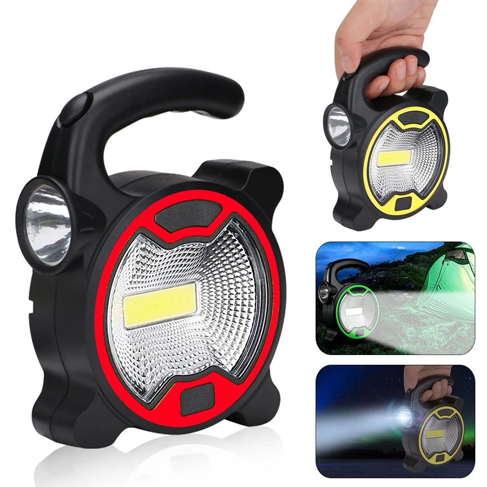 

Portable COB LED Work Light Handheld Lantern Flashlight Outdoor Tent Camping Lights 3AA Battery Powered Emergency Searchlight