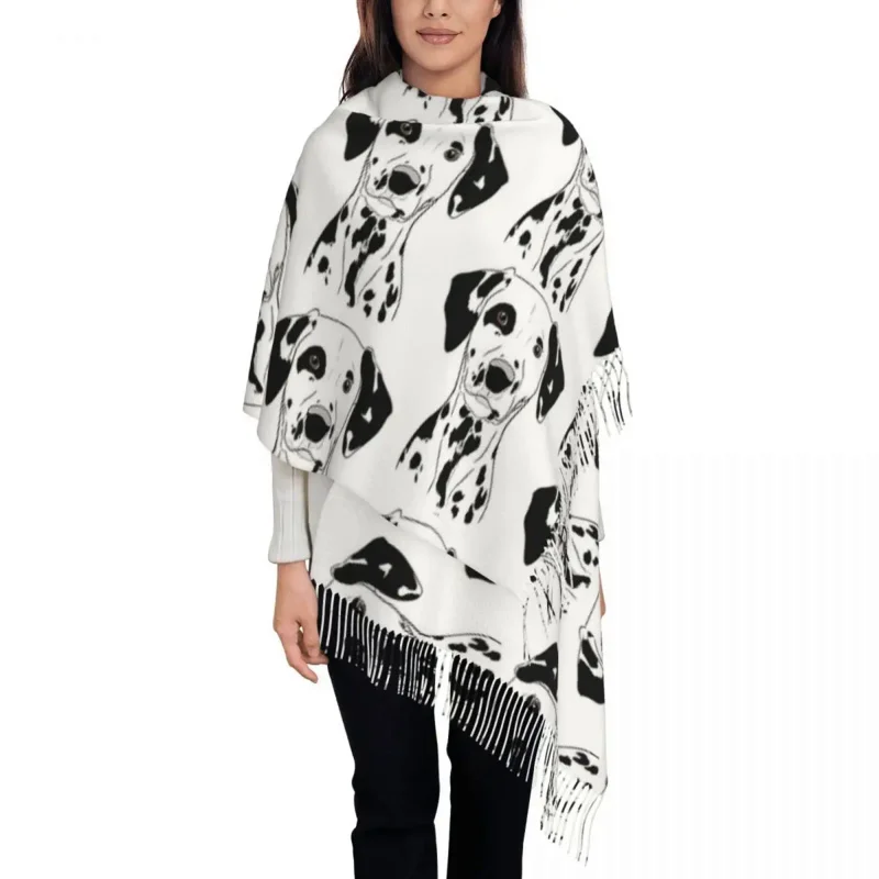 

Dalmatian Dog Animal Scarf for Womens Fall Winter Pashmina Shawls and Wrap Cute Cartoon Long Shawl Scarf Lightweight