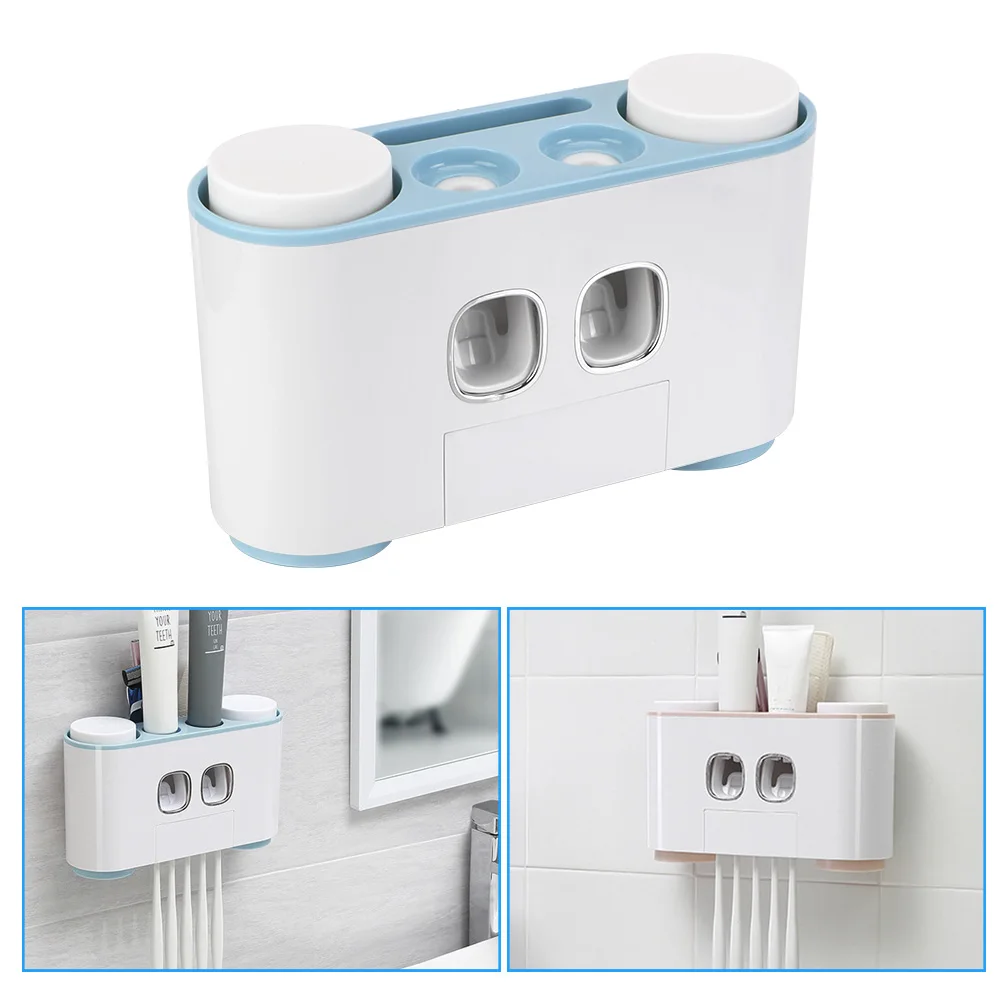 

Toothbrush Toothpaste Cup Storage Bathroom Accessories Wall Mounted Toothbrush Holder Automatic Toothpaste Dispenser