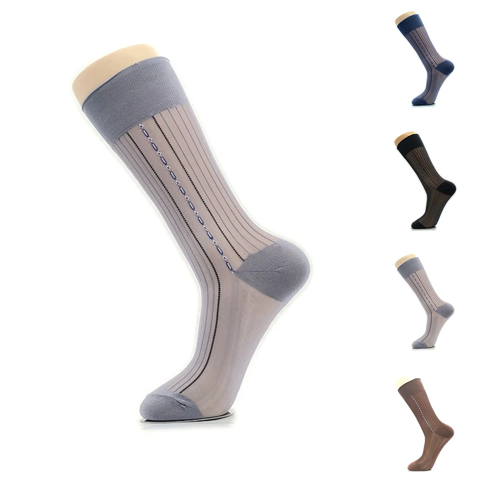 

Mens Dress Socks 1 Pairs Lot Striped Casual Fashion Knee High Stockings Casual Breathable Active Socks Stripe Sport Socks New