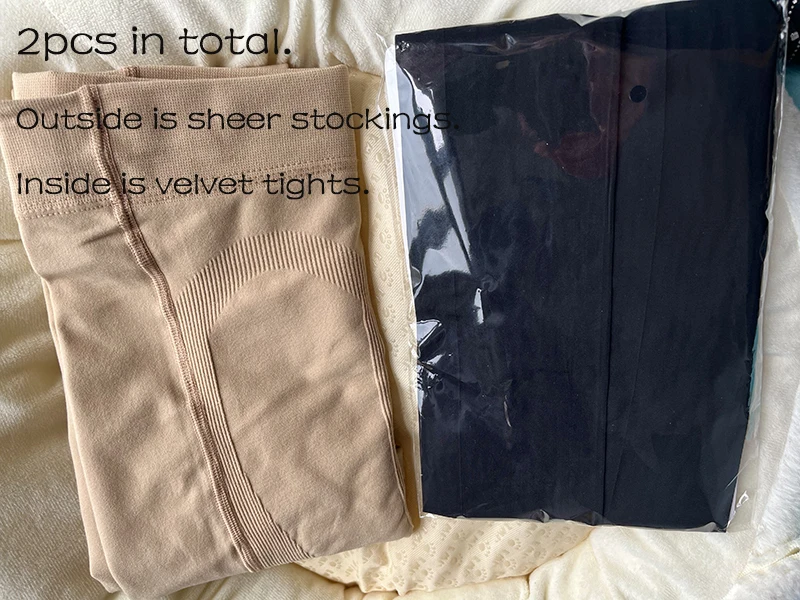 2pcs Autumn winter stockings+ tights glossy warm step on foot leggings pantyhose Plush velvet thicken Casual women stockings