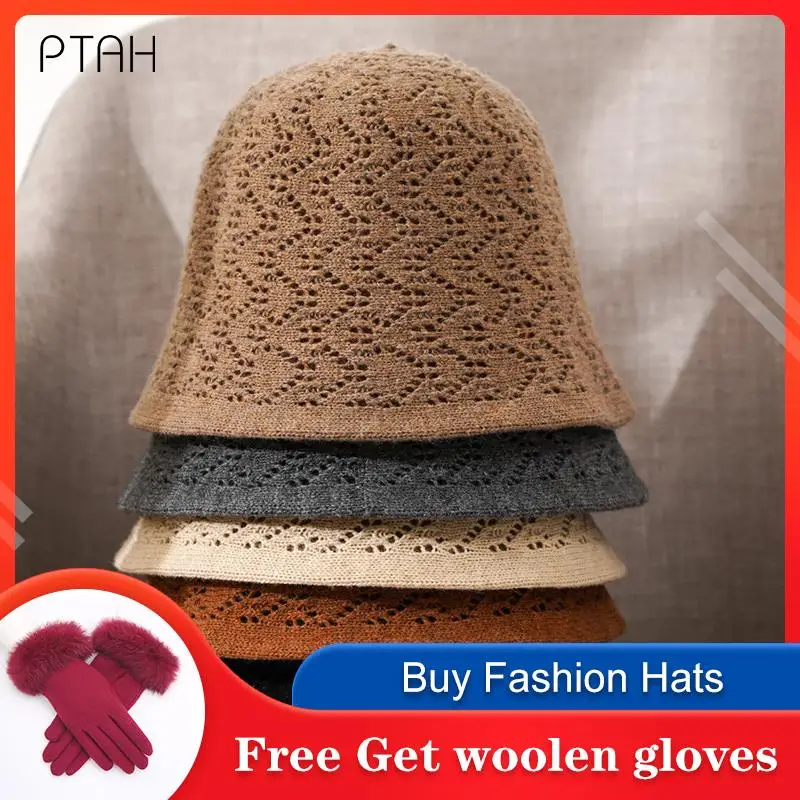 

Шерстяные Панамы [PTAH], осенне-зимние новые фетровые шляпы для женщин, Модная вязаная шапка для девочек, женская теплая мягкая шляпа, Женская ...