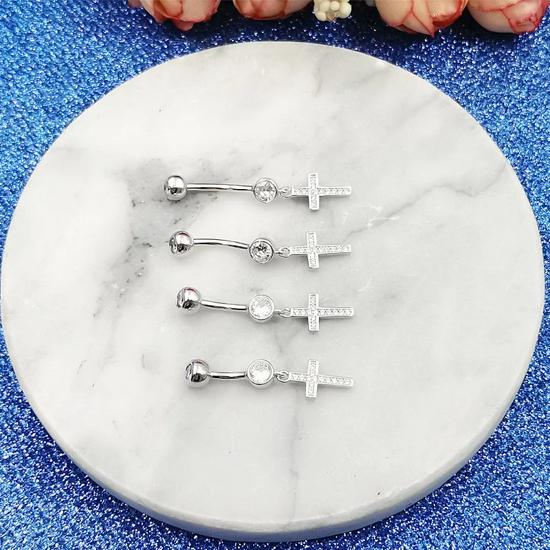 Женский пирсинг пупка из серебра 925 пробы