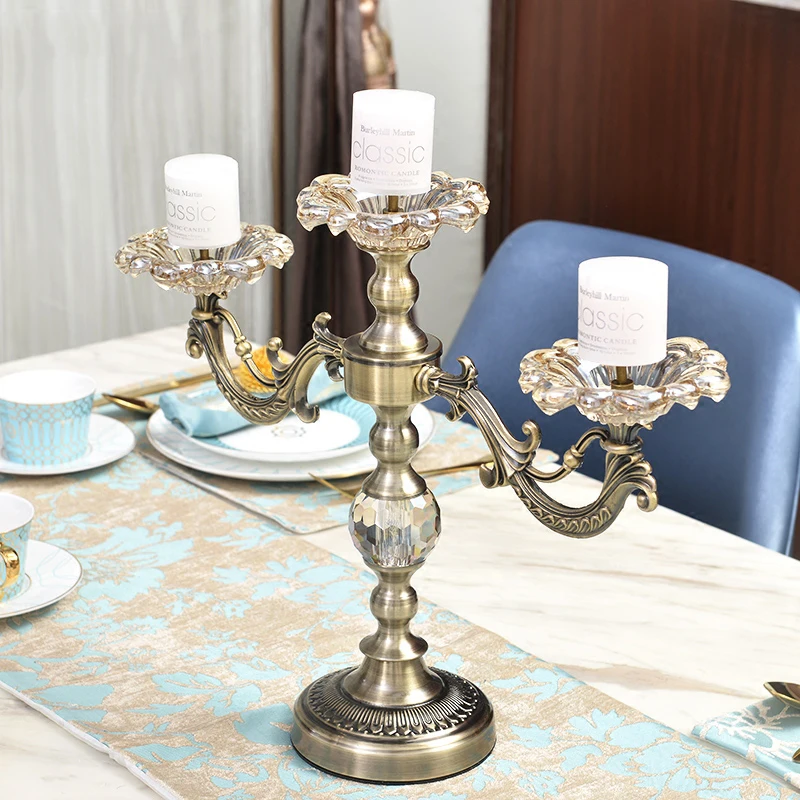 

Modern Vintage Candle Holders Table Decoration Luxury Crystal Glass Candle Holders Living Room Decor Bougeoir Home Decor Gift