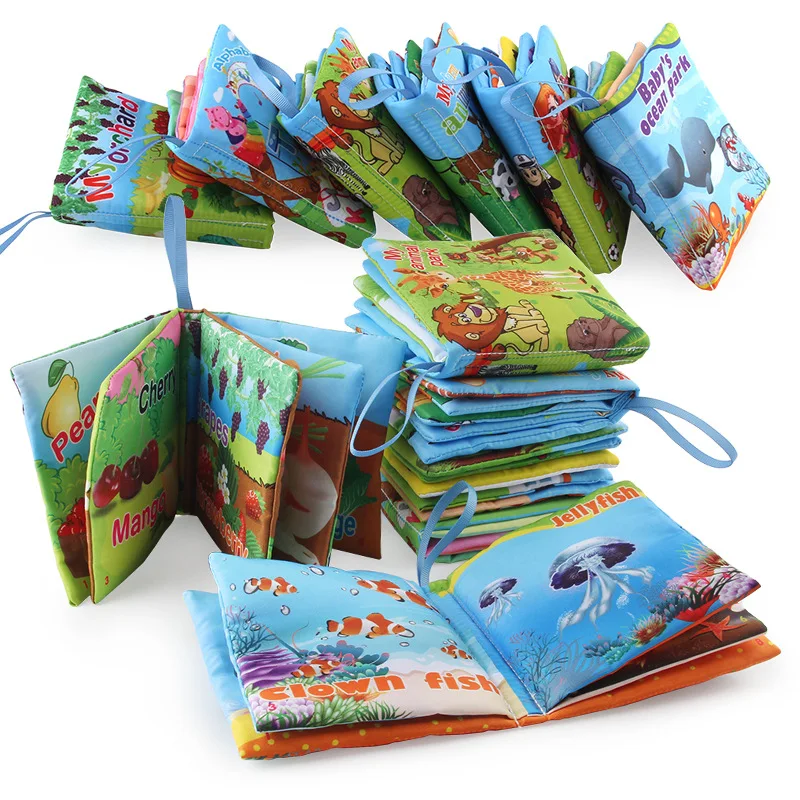 Baby Toys Soft Cloth Books Rustle Sound Infant Educational Stroller Rattle Toy Newborn Crib Bed Baby Developmental Toys 0-36M