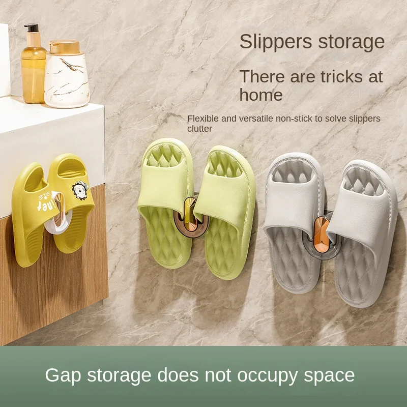 

Slippers Rack No Punching Bathroom Simple Slipper Hook Toilet Drainage Rack Wall Mounted Bedroom Neat Storage Shoe Drying Rack