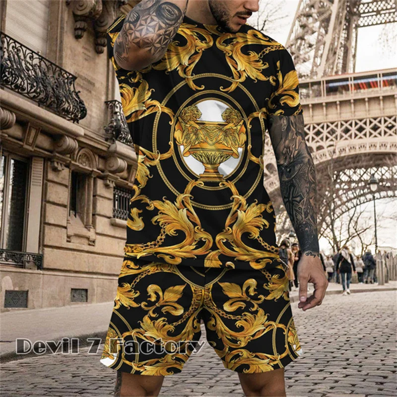 Summer Men's T-Shirt Shorts Sets 3D Print Luxury Brand Quality Male Clothes Outfits Casual Oversized Short Sleeve Tracksuit Suit