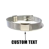 personalized punk custom name engrave id bracelets net band trendy stainless steal bracelet men wholesale jewelry