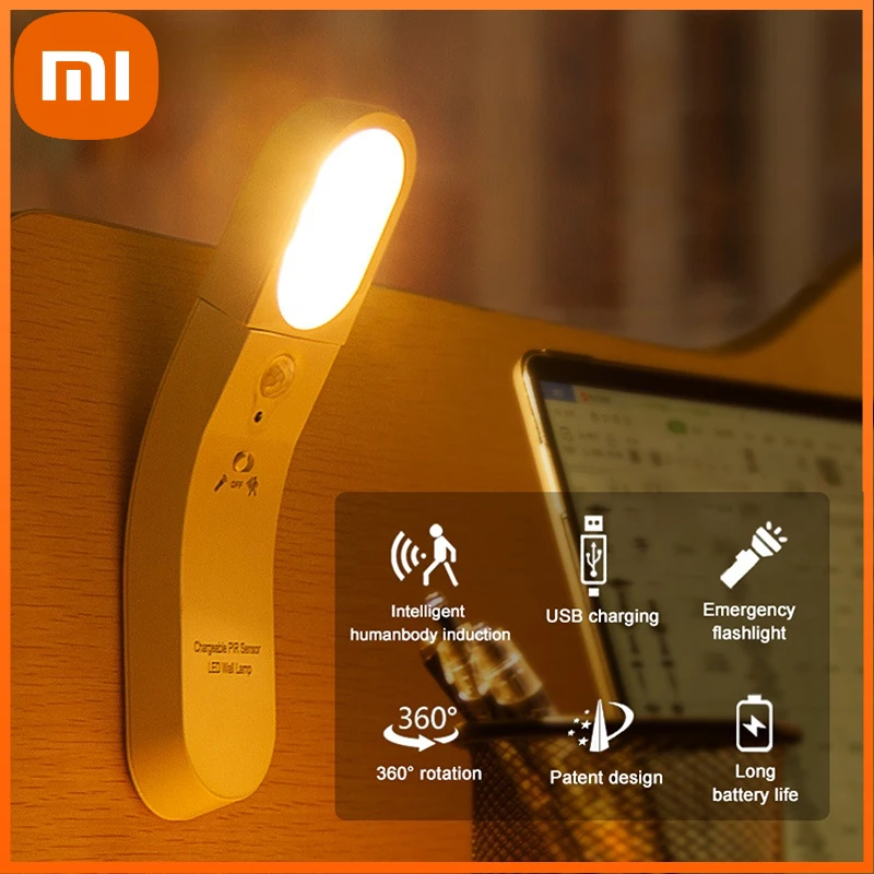 

Xiaomi Led motion Night lamp Built In USB Rechargeable1800mah Warm/Cold Lighting Human body induction Night Light Sensor Light