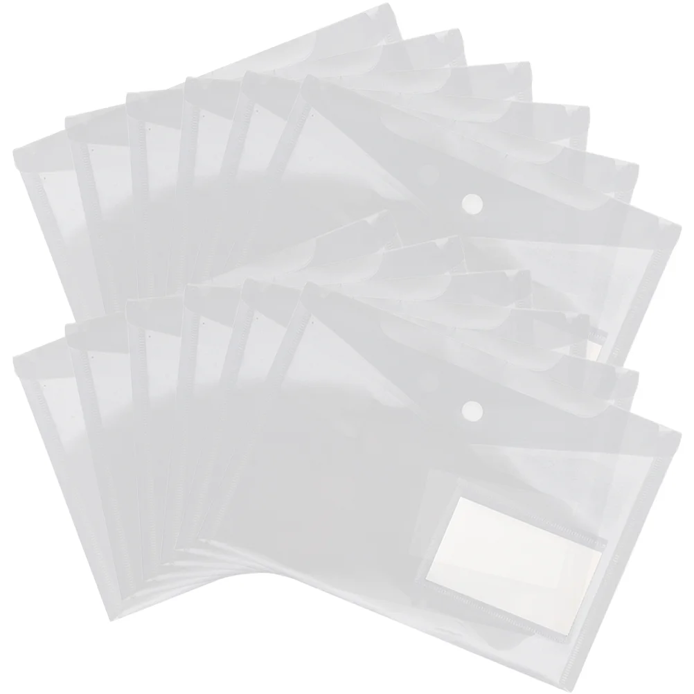 

12Pcs A5 Clear File Bags Document Folders Business File Folders with Snap Button Closure