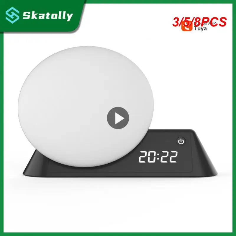 

3/5/8PCS For Bedroom Alarm Clock With 15 Soothing Sound Wake Up Smart Light Works With Alexa Google Home 10 Colors