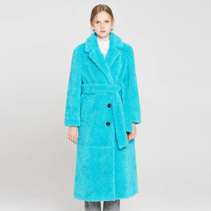 

female Lamb fur velvet coat long section Korean version imitation fur coat female one thicker woolen coat winter warm coats F338