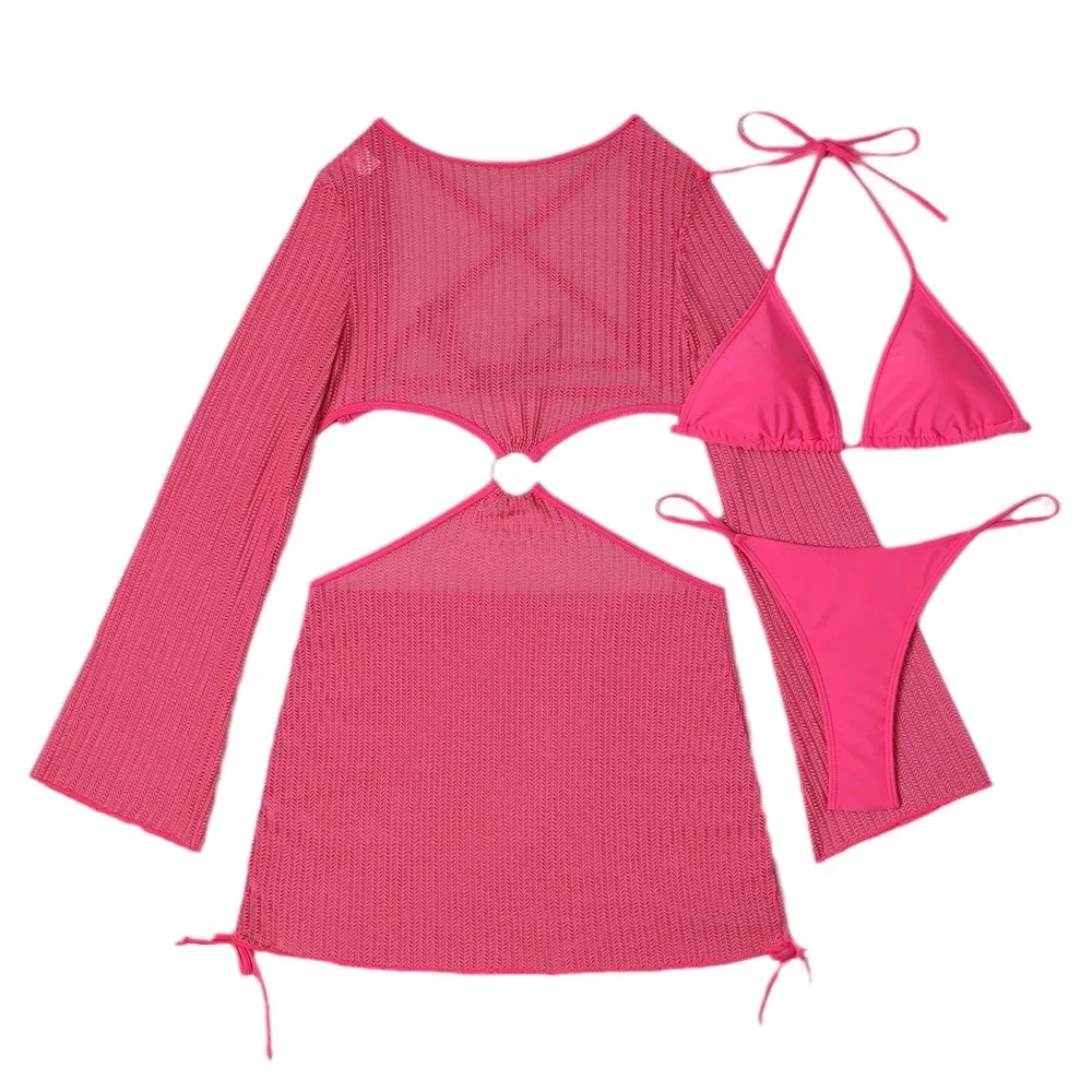 Бикини с длинными рукавами и лямкой на шее женские купальники женский купальник