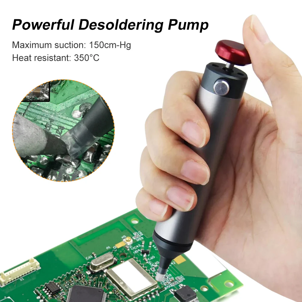 

Aluminum Powerful Desoldering Pump Suction Tin Gun Soldering Sucker Pen Removal Vacuum Solder Iron Welding Repair Tool