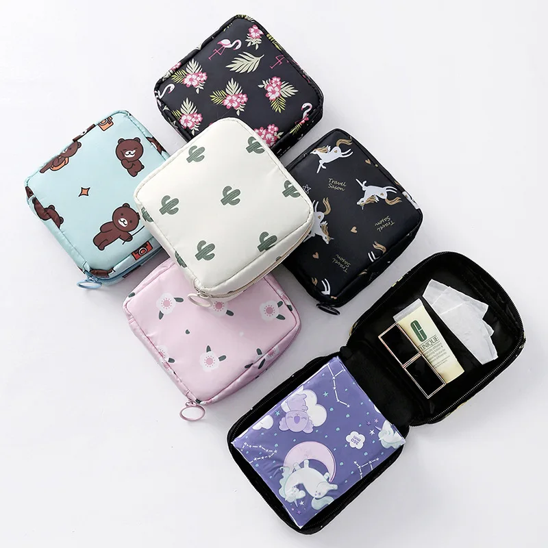 

Girls Mini Sanitary Napkins Makeup Lipstick Bags Women Small Cosmetic Bag Set Zipper Travel Earphone Coin Organizer Pouch Bags