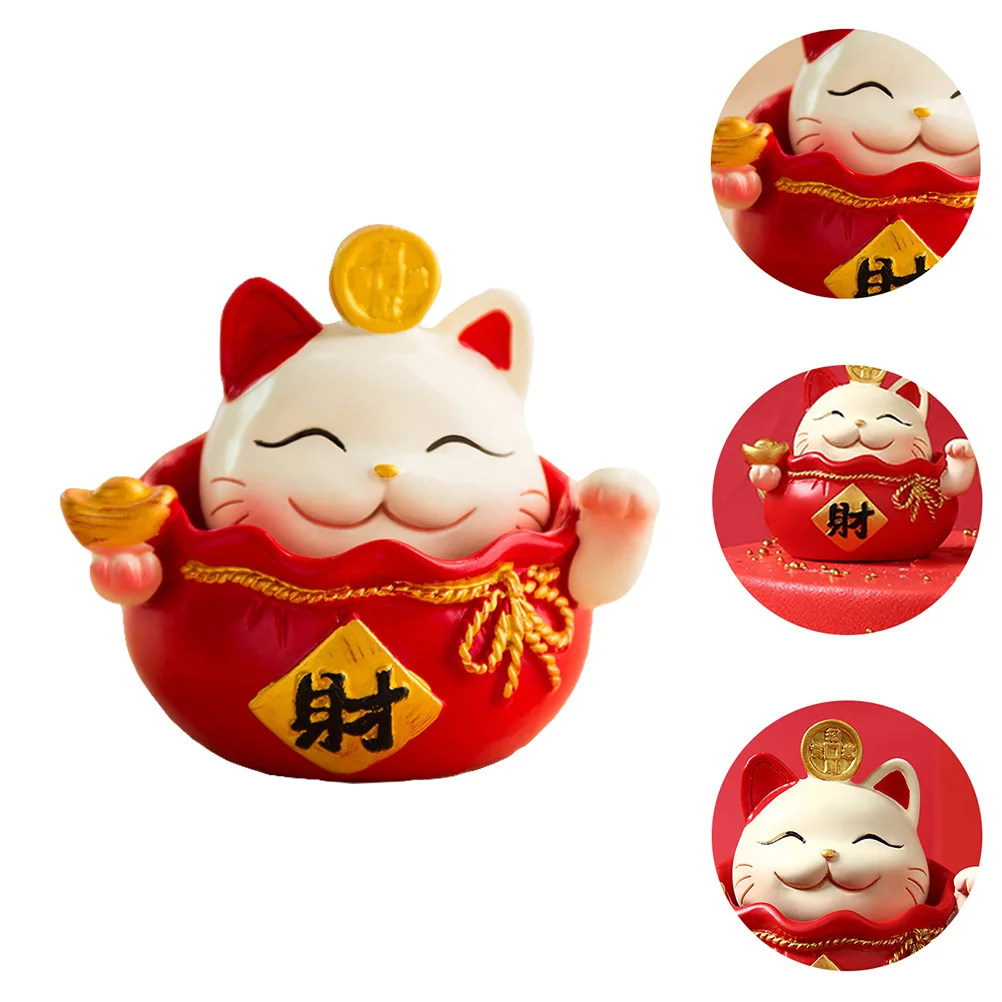 

Cat Lucky Fortune Ornament Maneki Animal Figurine Nekostatue Decoration Home Mininature Decor Car Fortunate Present Year