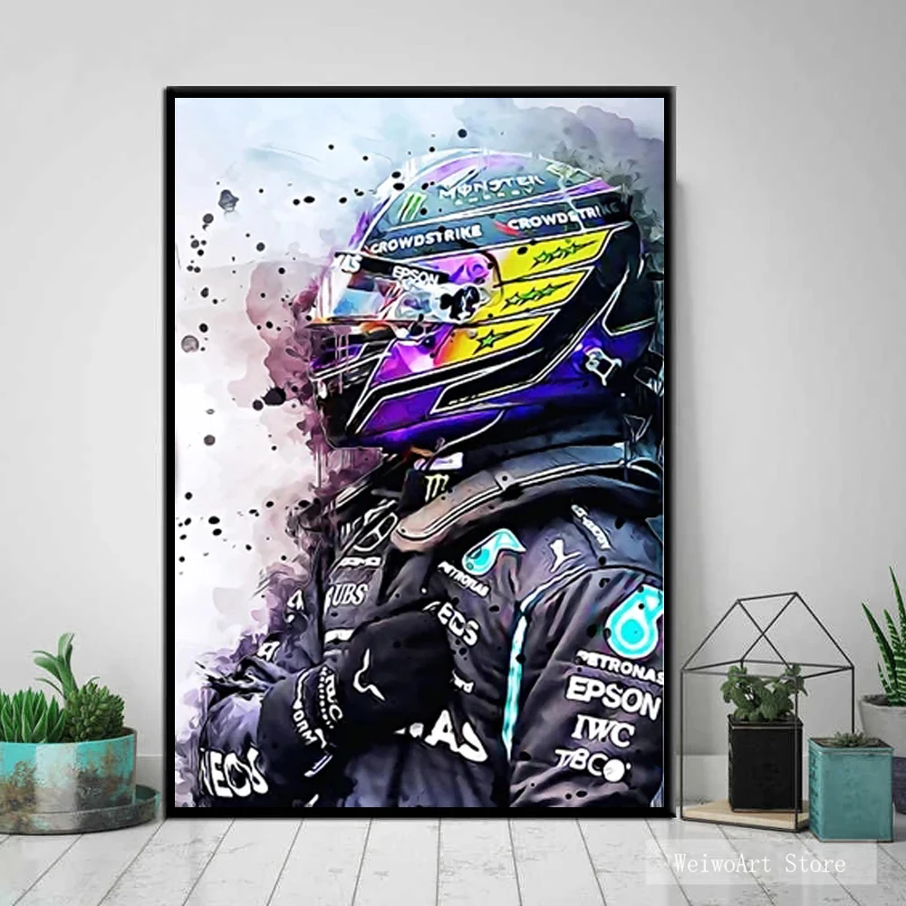 

Lewis_гамильтон F1 плакат Бразилия 2021 Формула 1 гоночный автомобиль печать на холсте живопись Настенная картина для современного домашнего дек...