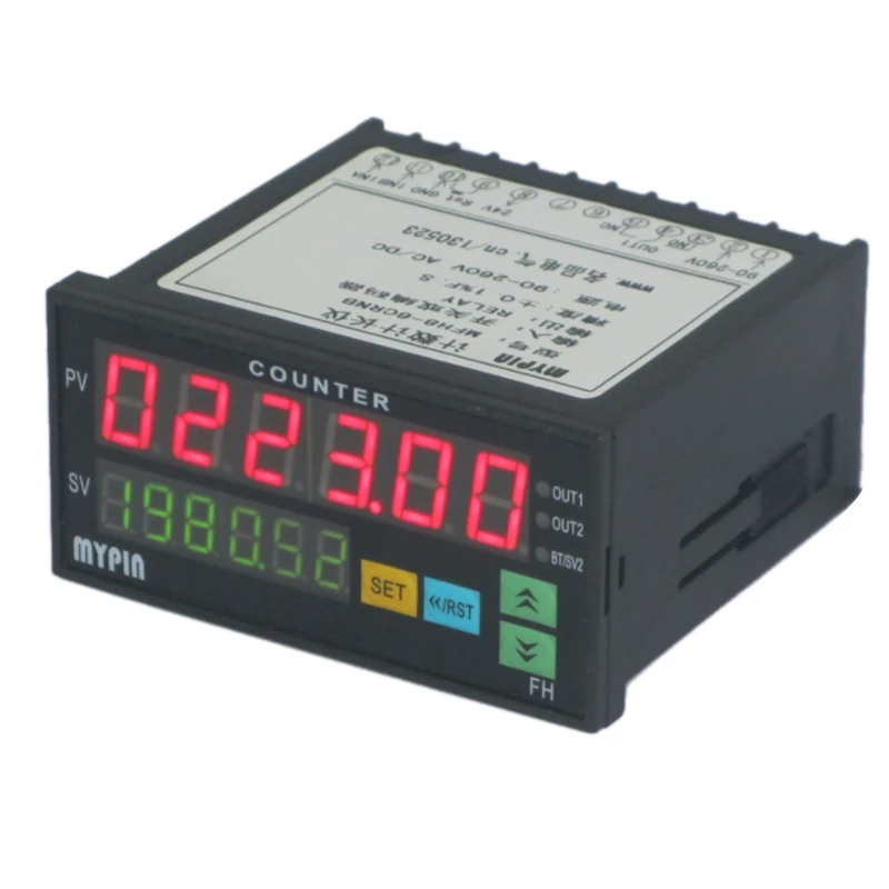 

MYPIN Counter Mini Length Batch Meter 1 Preset Relay Output Count Meter Practical Length Meter 90-260V AC/DC the Hours Machine