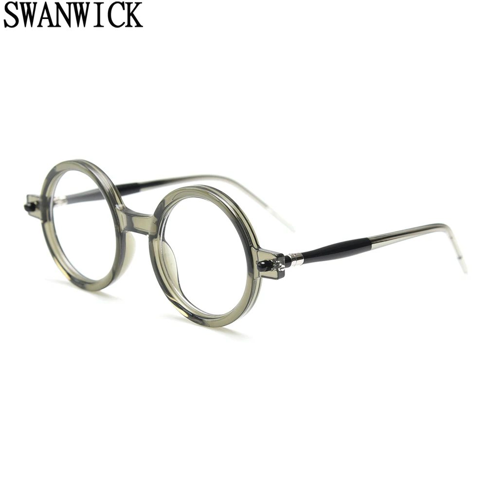 

Swanwick TR90 male fashion round glasses optical CP acetate vintage glasses frames men gray green women spectacle hot sale