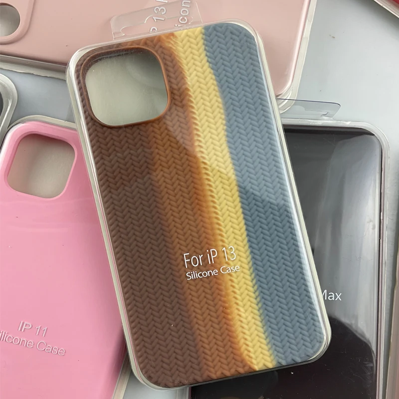 2022 оригинальный силиконовый чехол для iphone с красочными полосками и тканым узором