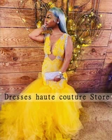 elegant yellow sequins o neck mermaid prom dresses 2022 for black girls sleevless evening gowns robe de bal