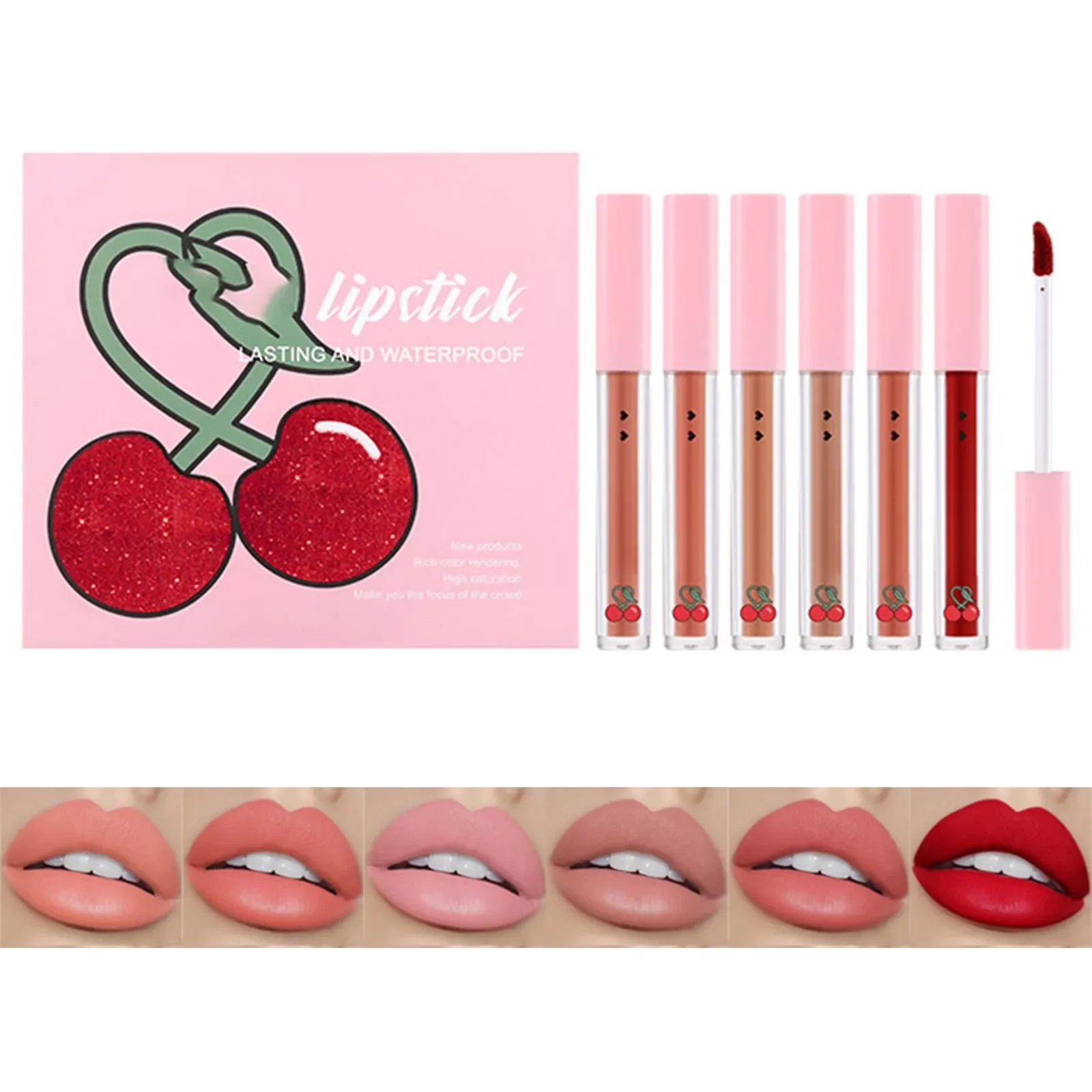 

NEW2023 Makeup for Teen Girls 14-16 6 Color Set Box Waterproof Non Stick Cup Lip Glaze Velvet Lip Finding Lipstick Heart Shaped