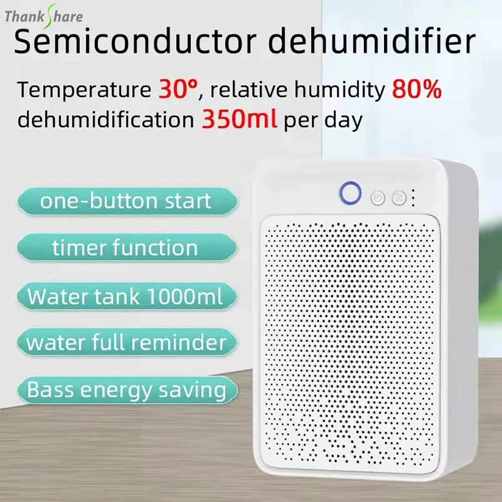 Deshumidificador silencioso para el hogar, deshumidificador a prueba de humedad para dormitorio, armario, baño, inodoro, sótano, 900ML